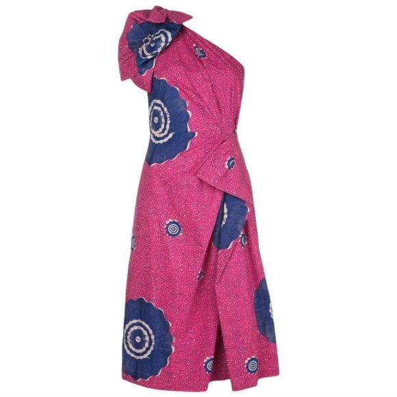 Ulla Johnson NWT Idra One-Shoulder Midi Dress Pink Fuchsia Women's 4‎